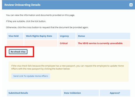 Re-check Visa