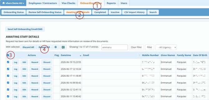 Resend Onboarding Bulk